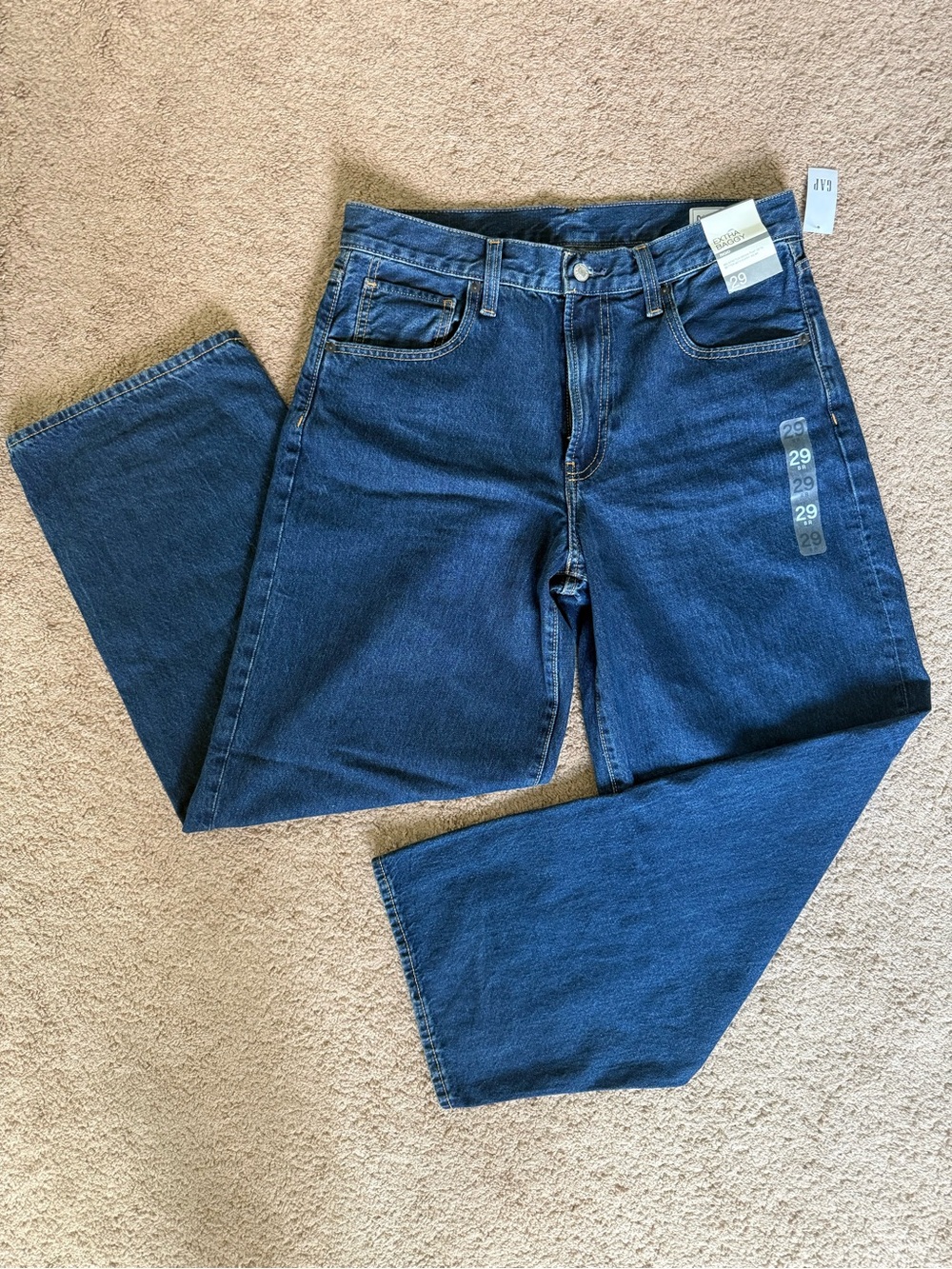GAP Hailey Bieber Extra Baggy Jean Medium Indigo Size 29 NWT - Picture 2 of 5